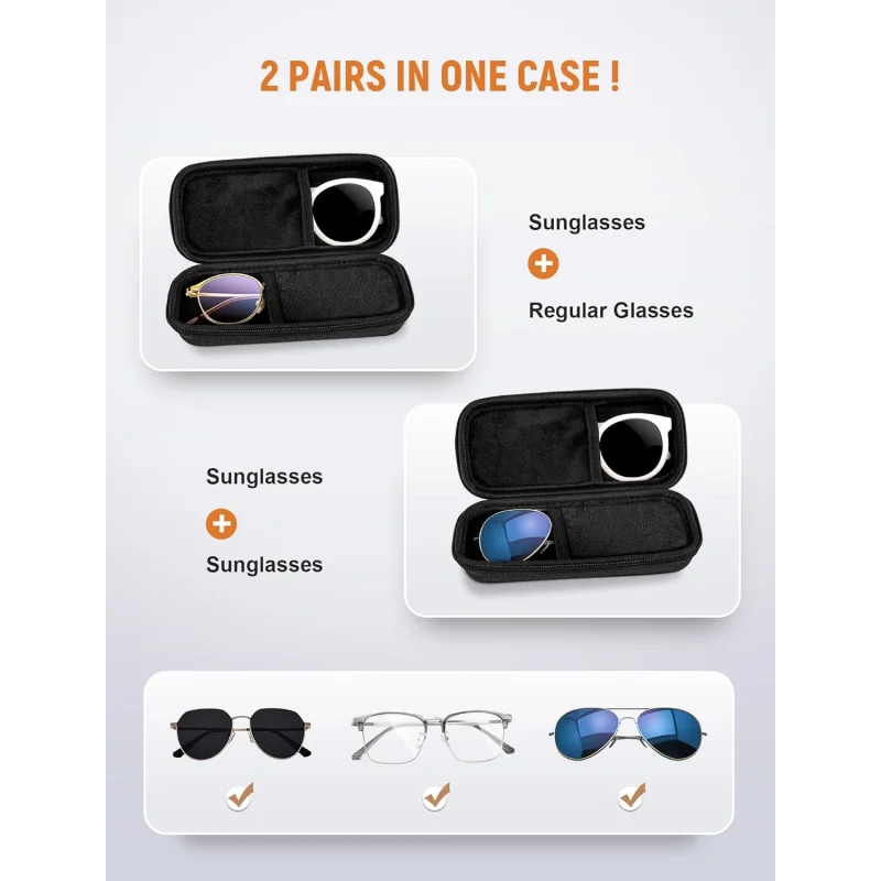 Double Warehouse Glasses Storage Box Hard Shell | Shockproof Portable Car | Zipper Design Protection Glasses, Car Double Lens