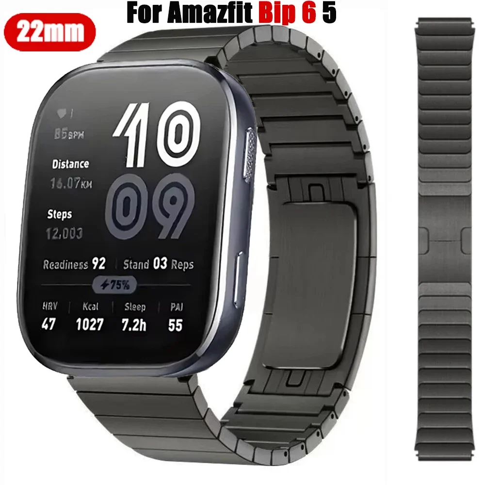 

22mm Stianless Steel Band For Amazfit Bip 6 5 Metal Strap For Amazfit Balance 2/Cheetah Round Pro/GTR4 3 2 47mm Stratos 2 3/Pace