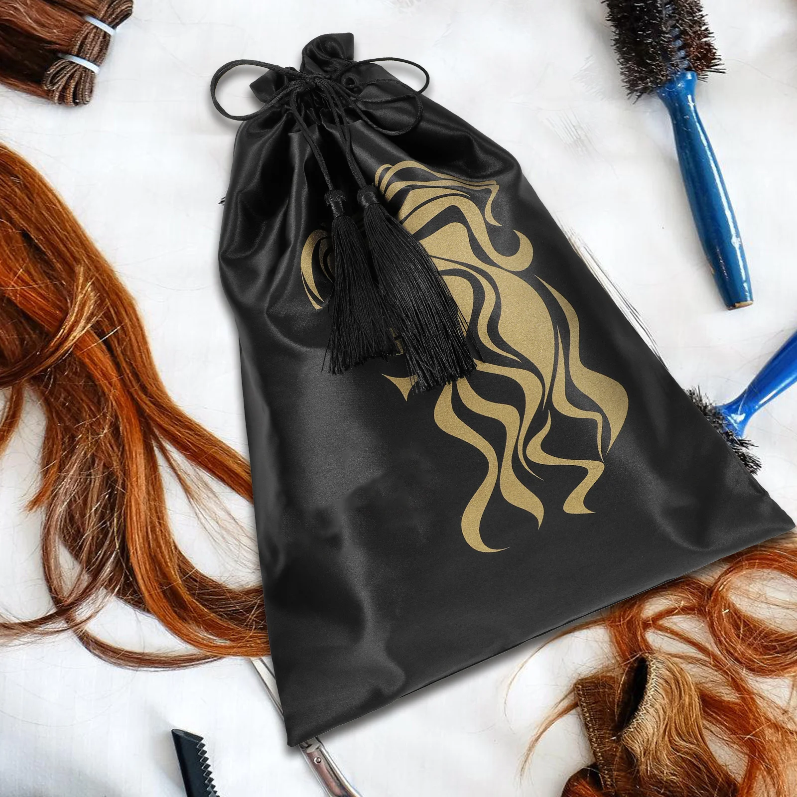 3pcs Storage Bags Satin Drawstring Pouch For Travel Hair Extension Packaging Bag Organizer Multiple Wigs Soft Pouch