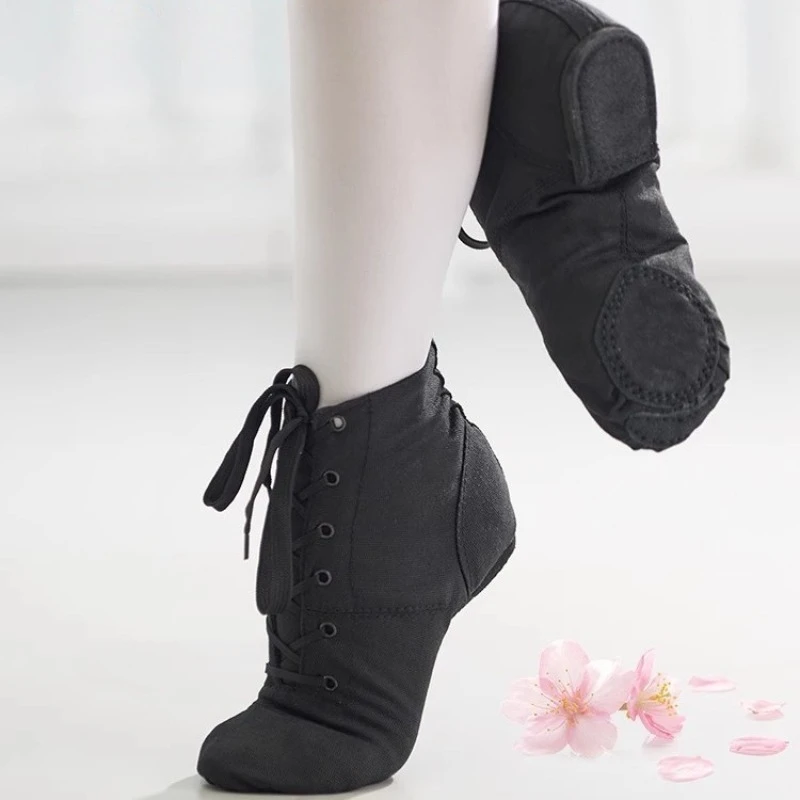 ارتفاع أعلى مصمم الباليه الرقص انقسام الكعوب وحيد حذاء أسود أحمر أبيض الرجال النساء الفتيان الفتيات قماش أحذية الجاز