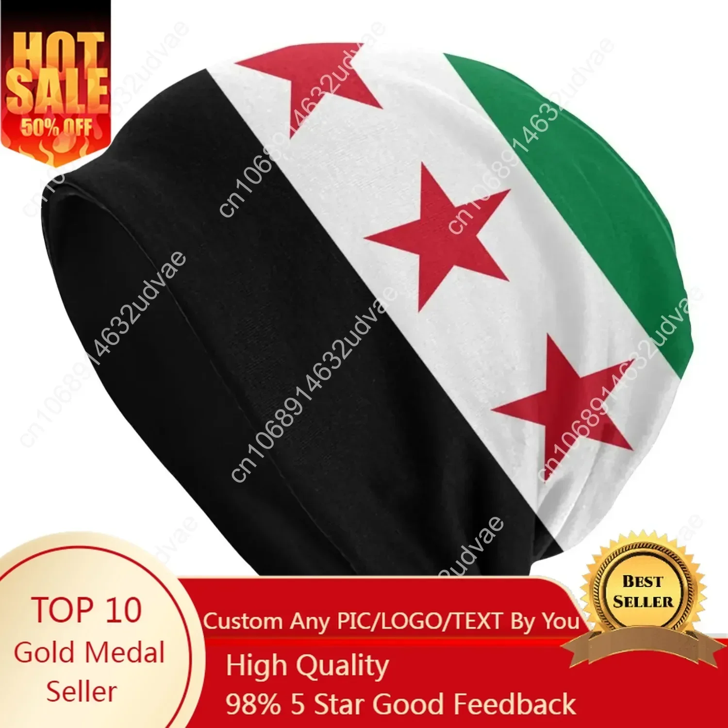 

Syrian Arab Republic Three Red Star Syria Flag Slouchy Beanie Trend Winter Warm Skullies Beanies Hat Adult Knitted Bonnet Cap