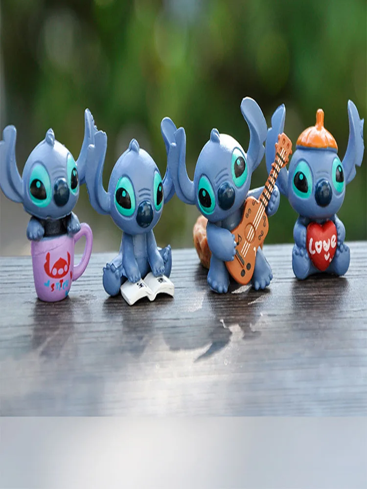 4Pcs/Set Disney Anime Lilo and Stitch Action Figure Model Doll DIY Trinket Decoration Brinquedos Birthday Festival Gift For Kids