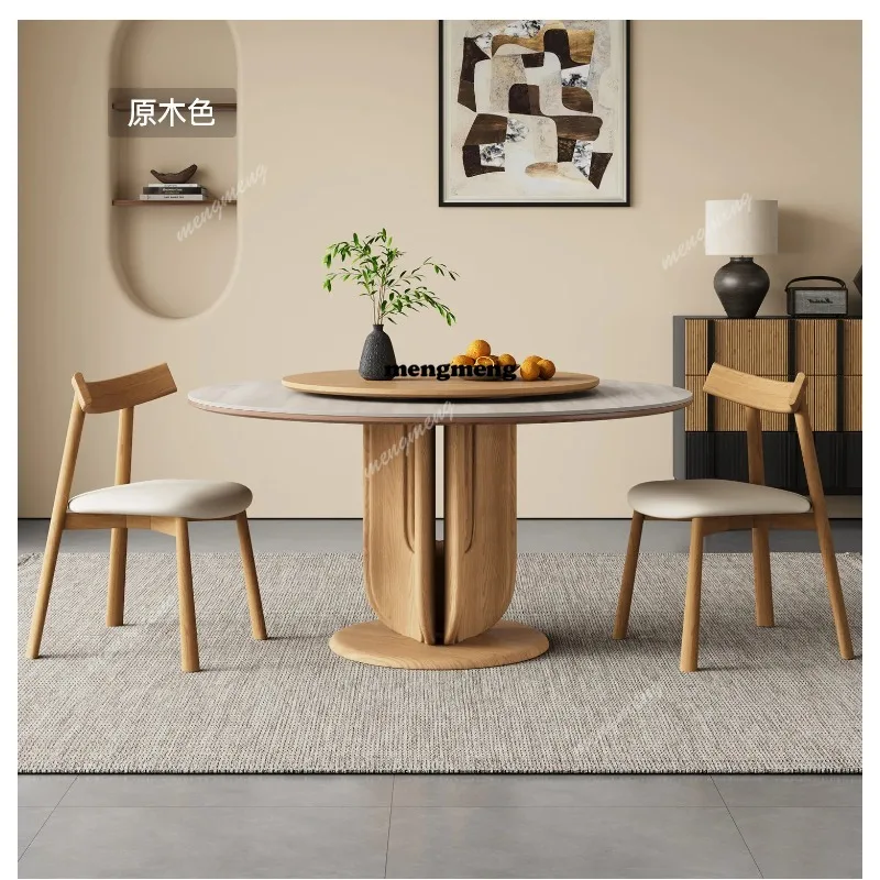 Durable Support Dining Table Medium Ancient Turntable Round Dining Table Household Retro Home Furniture Esszimmer Tisch