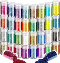 Sparkly Fine Glitter for Crafting,32 Colors of Nail Glitter Face Glitter Powder for Arts Crafts, Rainbow Body Glitter & Tattoo G