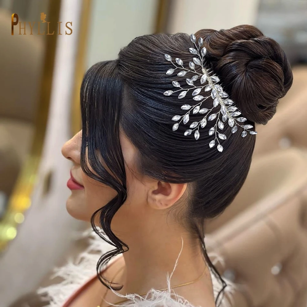 A466 Golden Bridal Hair Combs Rhinestone Wedding Tiara Crystal Women Hair Clips Handmade Hair Jewelry Party Bride Hair Pins