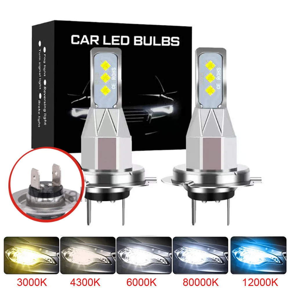 

2Pcs H7 H4 LED Headlight 1:1 Mini Size H11 H1 H3 55W 80W 20000LM 6500K Car Lamps Super Bright Plug and Play Car Fog LightBulbs