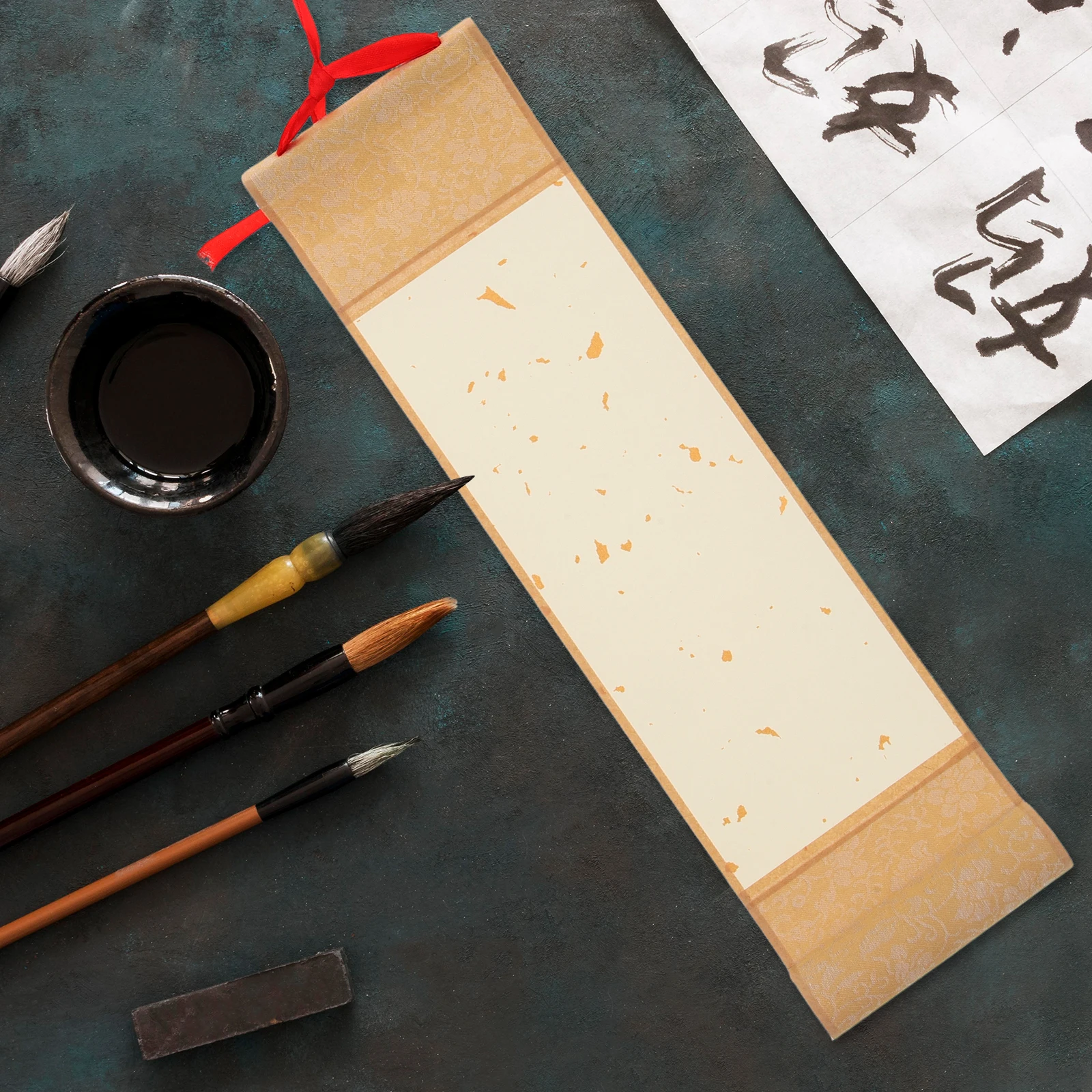 

Rice Paper Hanging Shaft Blank Scroll for Calligraphy Ayabu Ink Durable Storage Wall Art Painting Supply Chinese