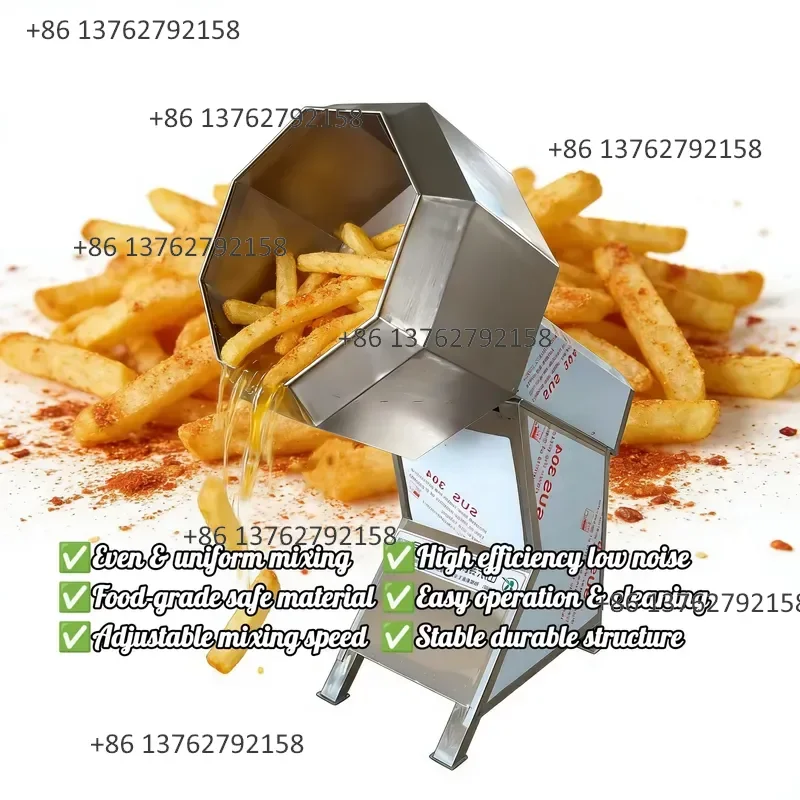 【2026】 Industrial SS304 Octagonal Seasoning Machine MOQ 1Set High Efficiency French Fries Flavoring Blender