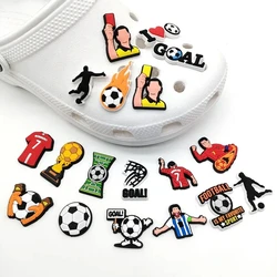 18Pcs Soccer Sports Theme Shoes Charms Packs PVC Decoration Set Boys Men Hole Shoes Football Style Slipper Sandals Accessories