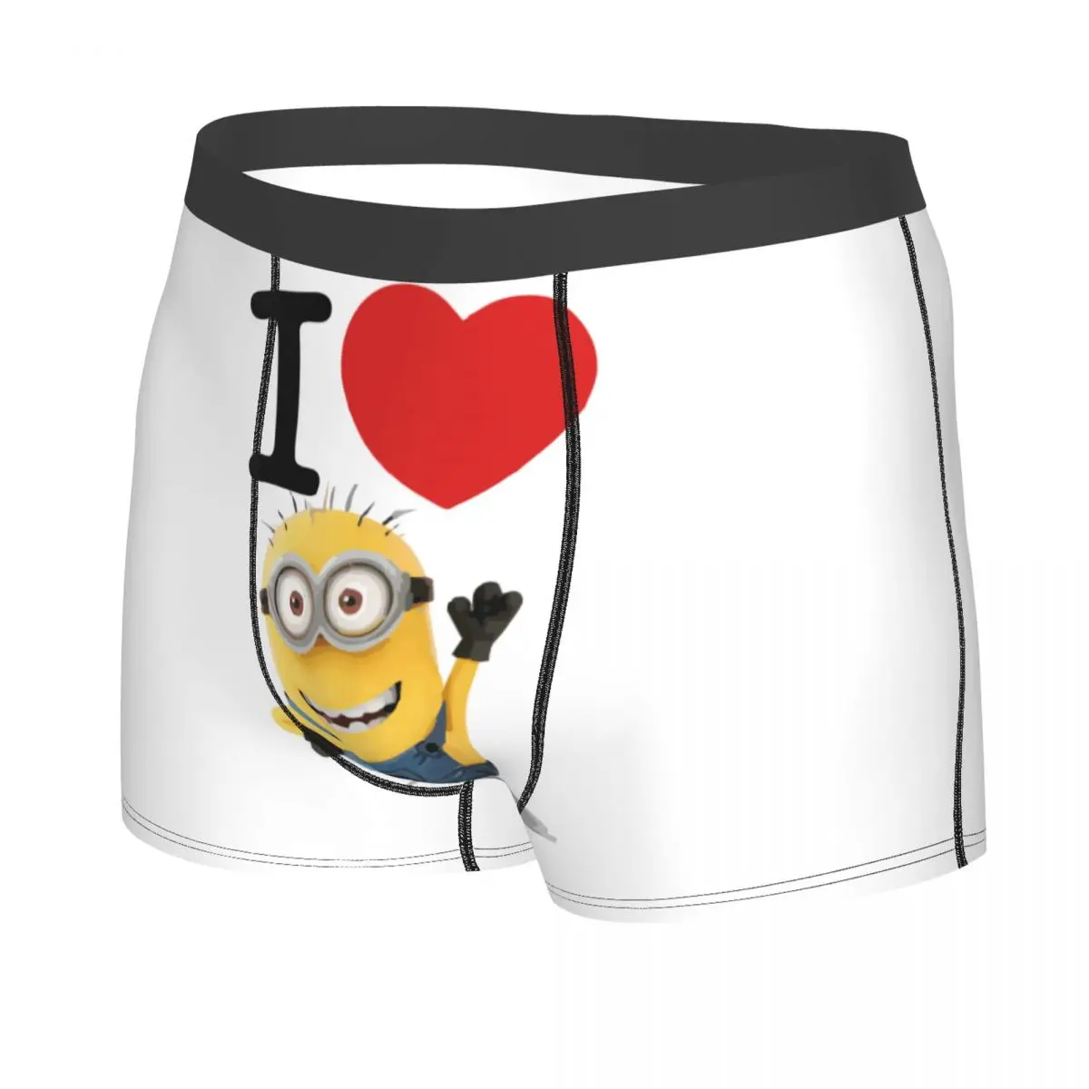 Custom I Love M-Minions Cartoon Underwear Men Stretch Boxer Briefs Shorts Panties Soft Underpants For Male