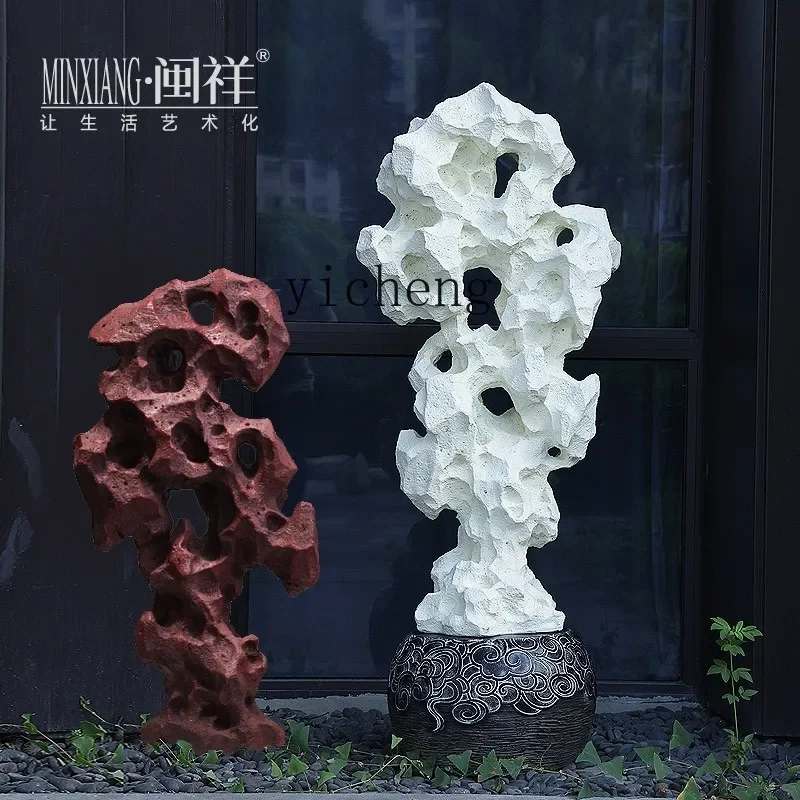 LYY  new Chinese style medium and large floor-to-ceiling Taihu stone resin cultural stone Zen ornaments  living room decoration