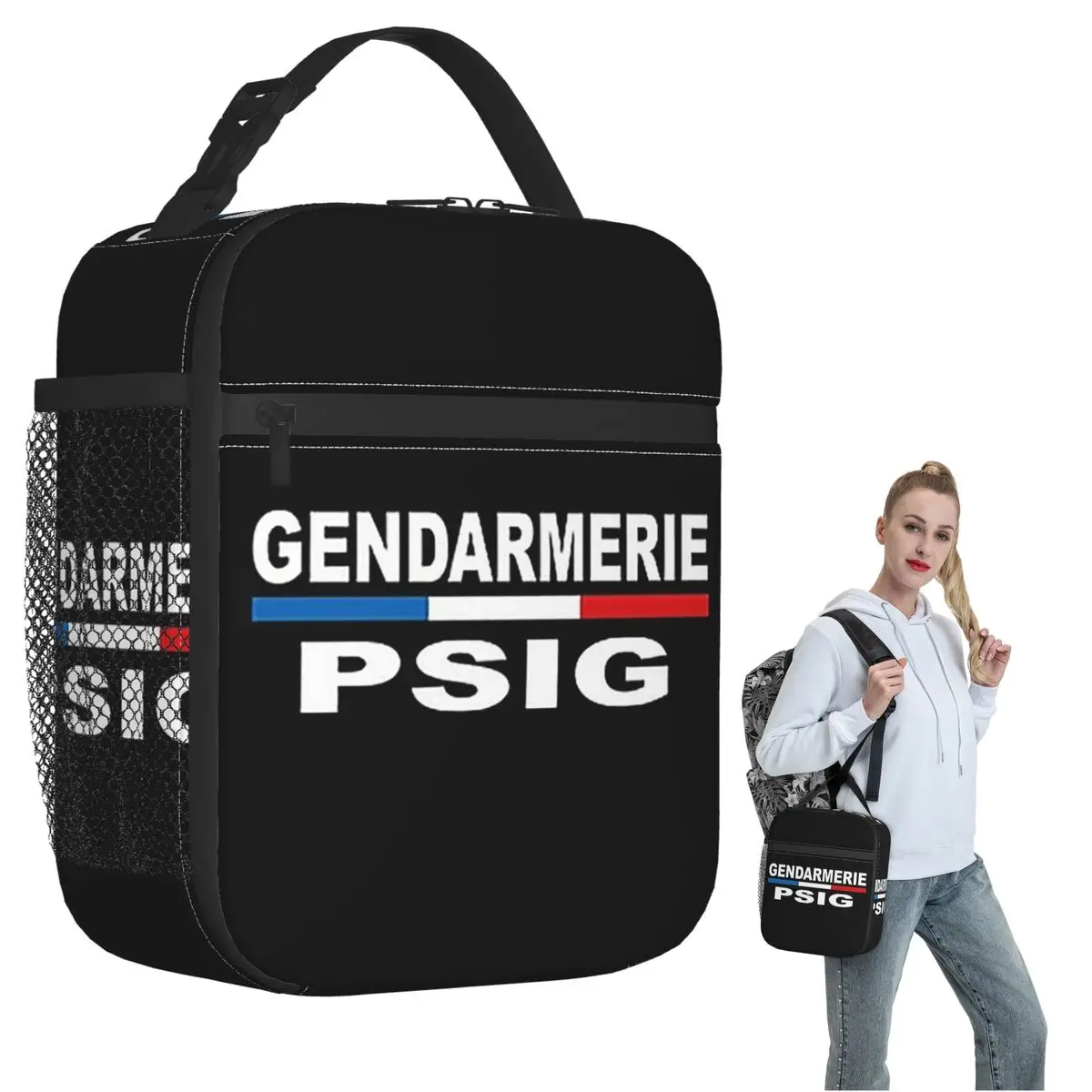 

Изолированная сумка для обеда с нашивкой PSIG GENDARMERIE для женщин и детей, портативные коробки для еды, термосумка для обеда