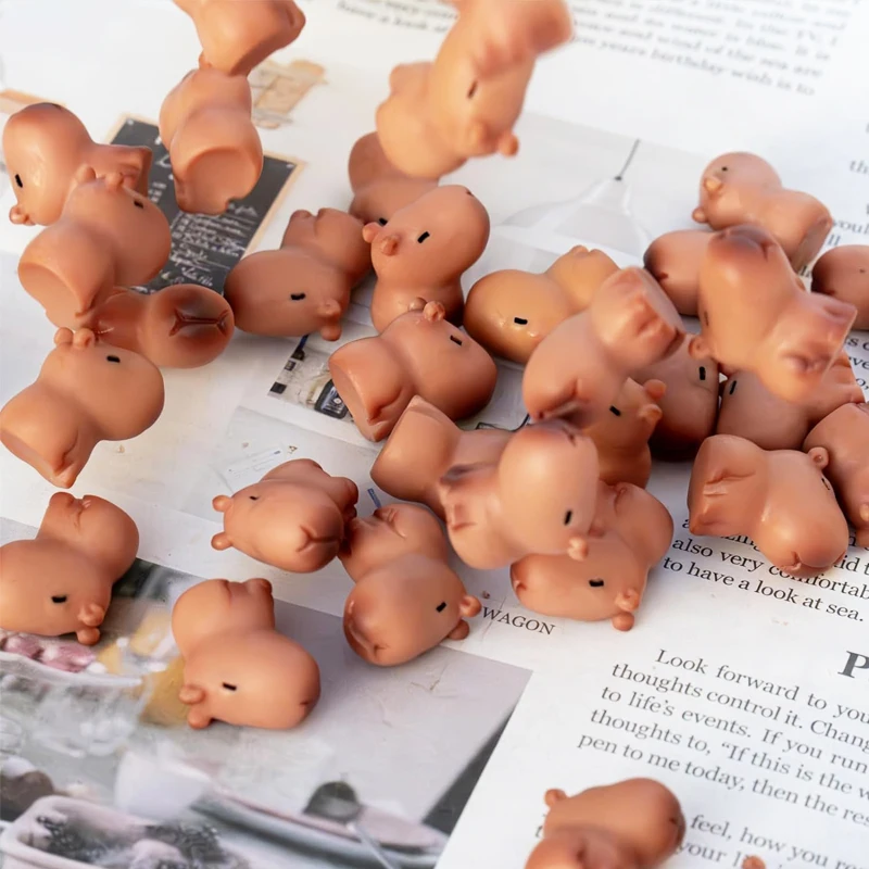 Miniaturas de Capybara de resina, figuritas de animales, adorno de escritorio para el hogar, micropaisaje, decoración artesanal, 5/10 piezas