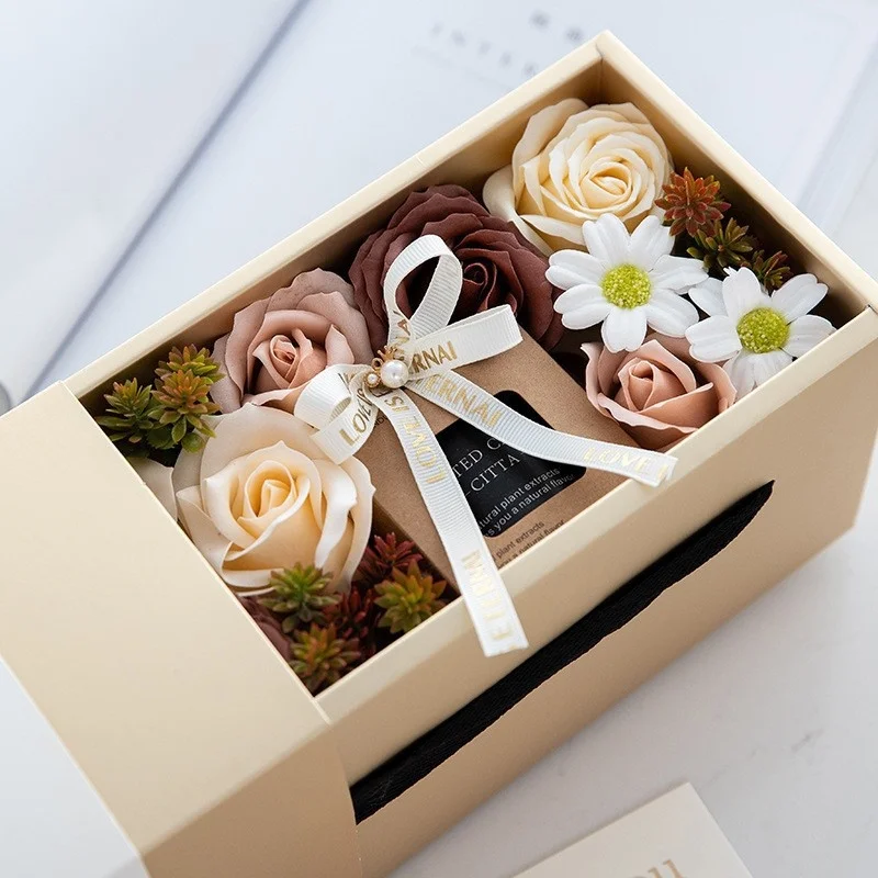 party favors Rose set with scented candle gift set Artificial girlfriend women Flower Roses birthday wedding gifts for guests