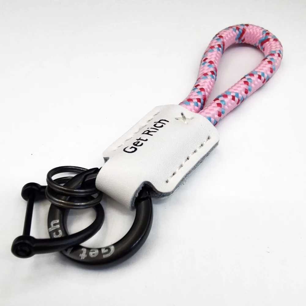 New Leather Car Key Ring Anti-lost with Screwdriver Wrist Rope Black Buckle Key Strap Key Accessory