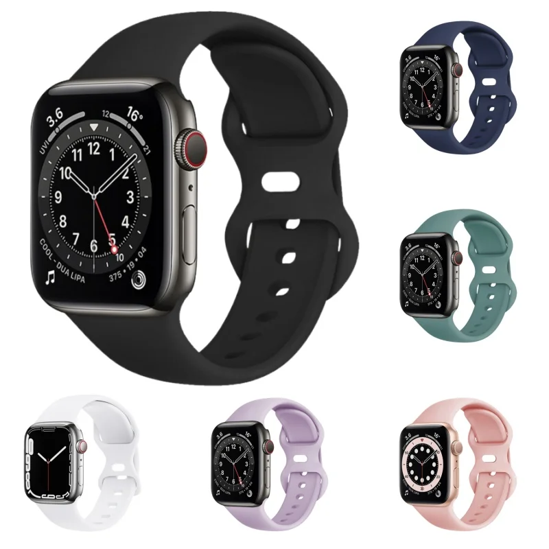Correas deportivas de silicona para Apple Watch Band 44mm 40 45 41 38 42 46mm pulsera iWatch serie 10 9 8 7 se 4 5 6 ultra 2 49mm