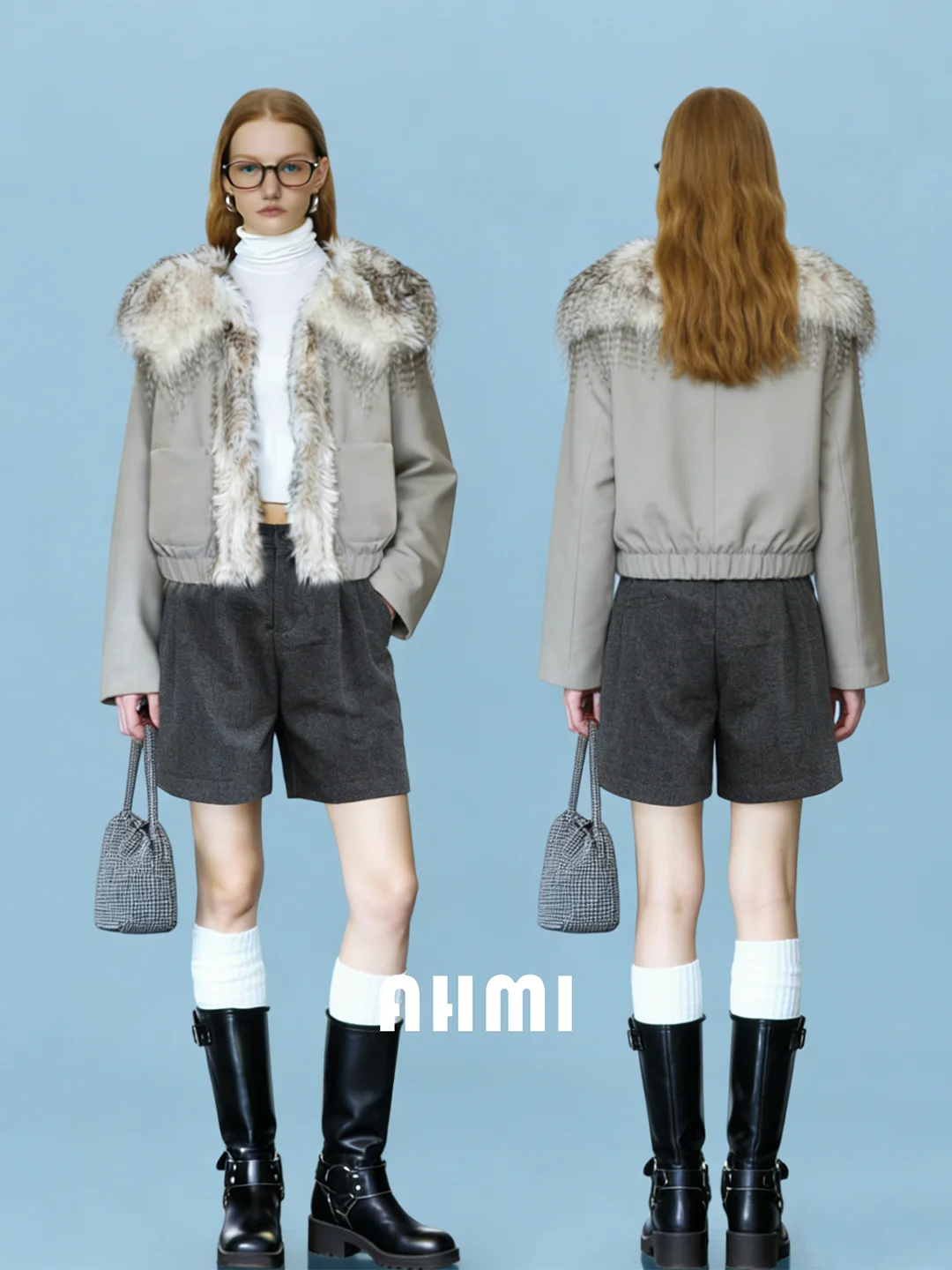 

Женская утепленная куртка AHMI с меховым воротником, осенне-зимняя новинка, высококачественная верхняя одежда в винтажном стиле, свободный крой