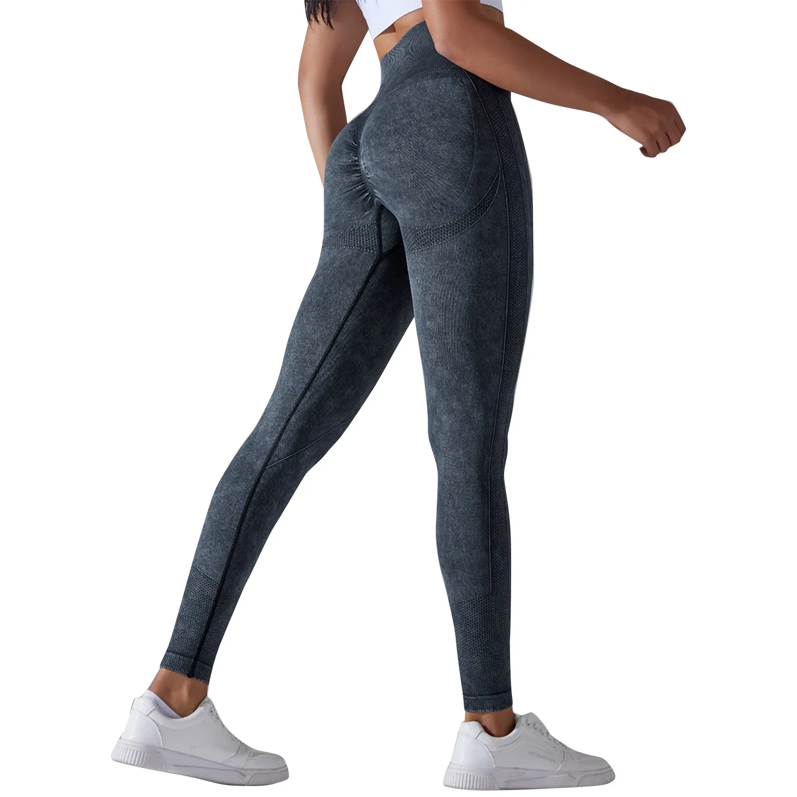 

Women'S Sports Fitness Pants Fashion Seamless High Waist Tight Hip Lifting Yoga Pants Solid Color Slim Fit Nine Minute Pants