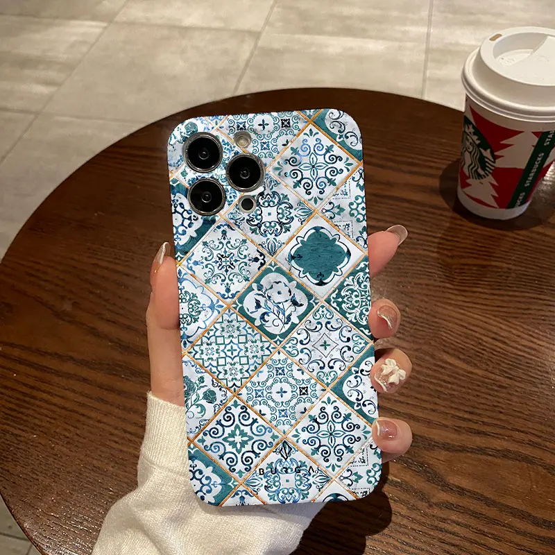 BURGA Blue Brick Pattern Phone Case for OPPO Realme 5 6 7 7i 8 9 9i 10 Pro Plus C11 C12 C20 C21Y C25Y C33 C35 C55 Hard PC Cover