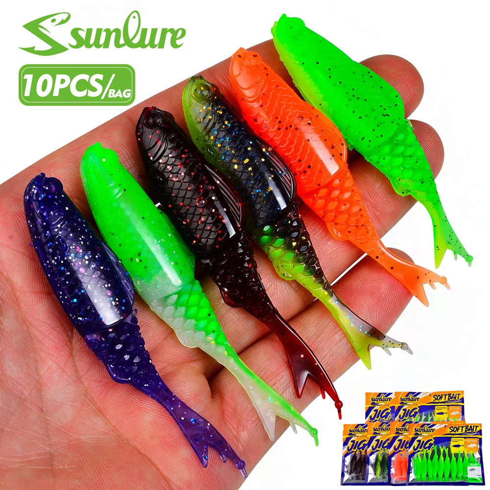Sunlure 10 Stück/Beutel Wurm-Weichköder 7,87cm 3,5g Angelköder Jig Wobbler Silikon mit Salzgeruch Künstliche Köder Bass Swimbaits