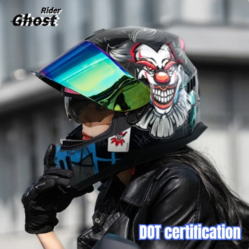 

Face-lifting Helmet Full-coverage Motorcycle Helmet Men's Anti-fog Double-lens Full Helmet Retro Cruise Capacetes De Moto