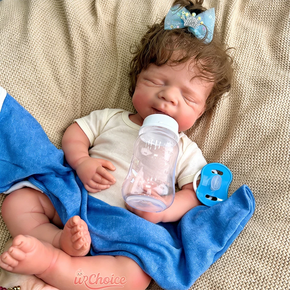 48cm Hand-Painted Silicone Reborn Baby Boy with Implanted Hair Weighted Rebirth Doll for Photographers Artists