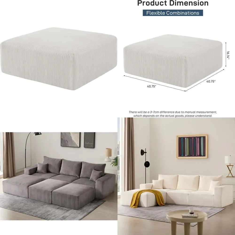 Sofá cama modular de 3 plazas en forma de L para sala de estar, 113 de largo, tela de pana, salón convertible, listo para usar