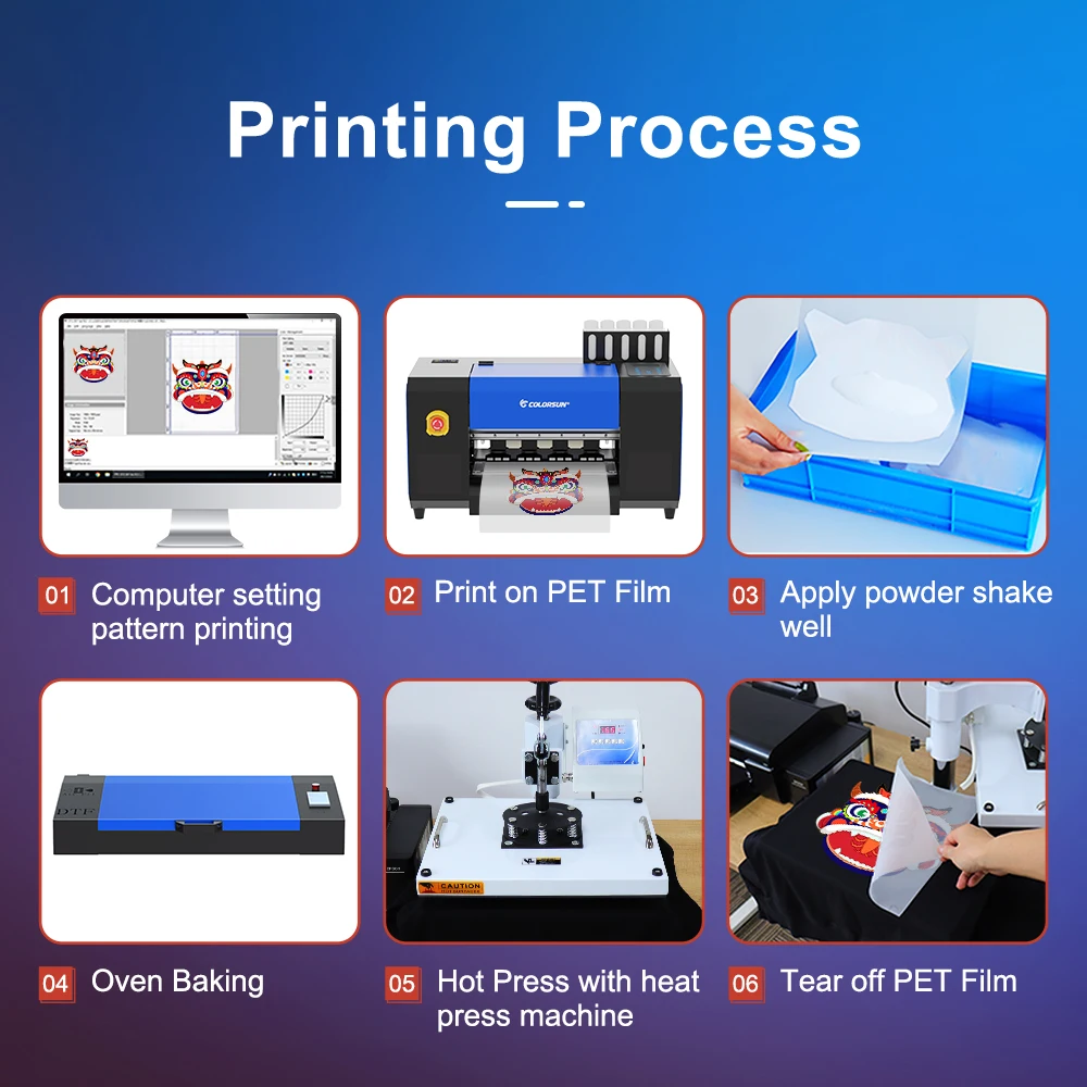 A3+ DTF Printer XP600 Head Impresora DTF Direct to Film for T-shirt Printing Machine Powder Shaking Machine DTF Transfer Printer