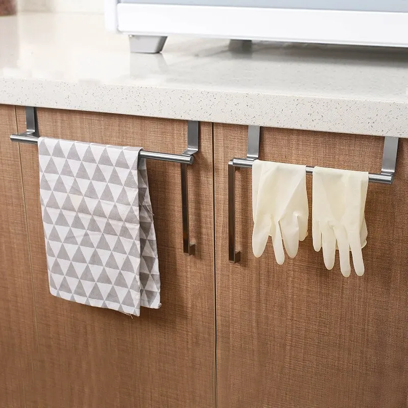 1/2 PCS Stainless Steel Towel Bar Cabinet Door Towel Hanging Bar Stainless Steel Bathroom Kitchen Cabinet Door Towel Wipe Rack