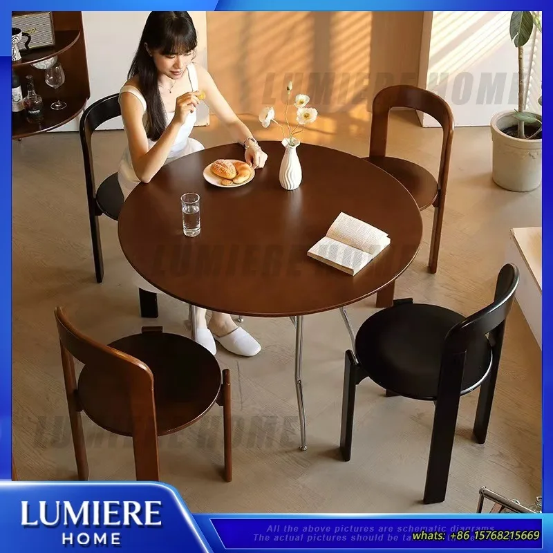 Vintage Style Stackable Dining Chair for Cafe Restaurant Home Use Solid Wood Retro Chinese Design Furniture