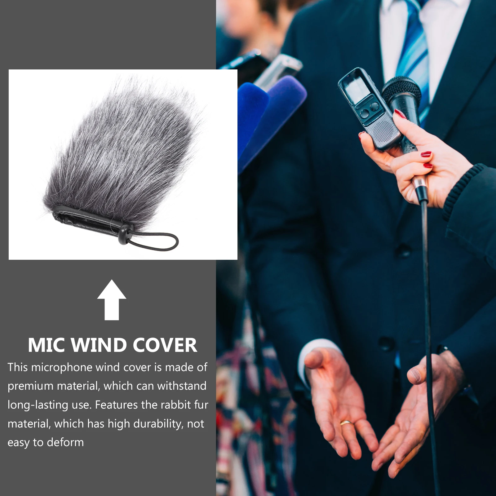 

Windproof Hair Cover Filter Mic Handheld Microphone Muff Faux ry Windscreen Stage Thick
