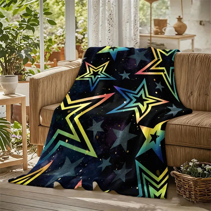 Galaxy Star Pattern Flannel Blanket Warm Soft Halloween Christmas Decorative Couch Warm Cozy All-Season Gift