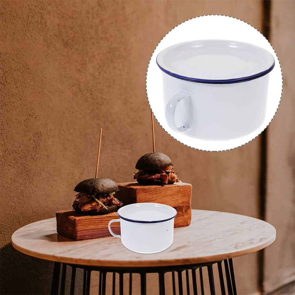 

2Pcs Chinese Style Enamel Noodle Bowl with Wide Mouth Retro Soup Bowl Dishwasher Safe for Home Kitchen Food Storage