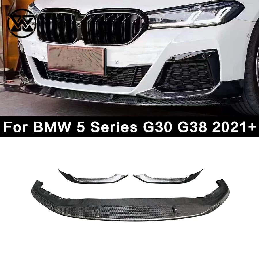 For BMW 5 Series G30 G38 525 540i 530i 2021+ M Sports Carbon Fiber Front Bumper Splitter Lip Diffuser Lower Guard Cover Body Kit