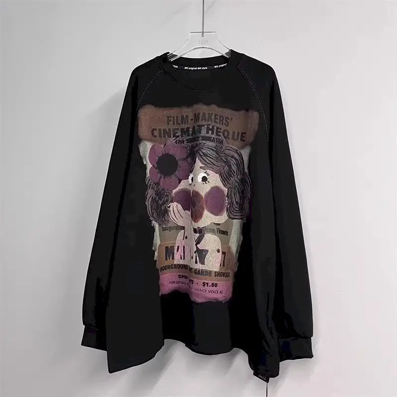Oversized Pullovers Women Fashion Design Sense Niche Pullover Casual Loose Sweatshirt 2025 New in Autumn Winter Plush Tops Y2k