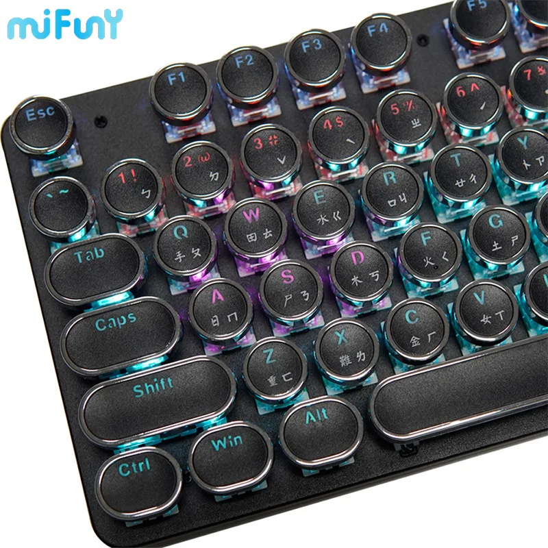 Imagem -04 - Mifuny-coreano Keycaps Keycaps Handle Low Profile 104 Key Universal Round Pbt para Cherry Teclado Mecânico Backlit Alta Qualidade