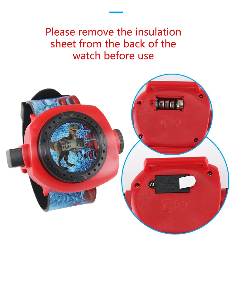 1Pc 3D Dinosaur Projection Electronic Watch for Kids - Fun Luminous Toy and Kindergarten Gift