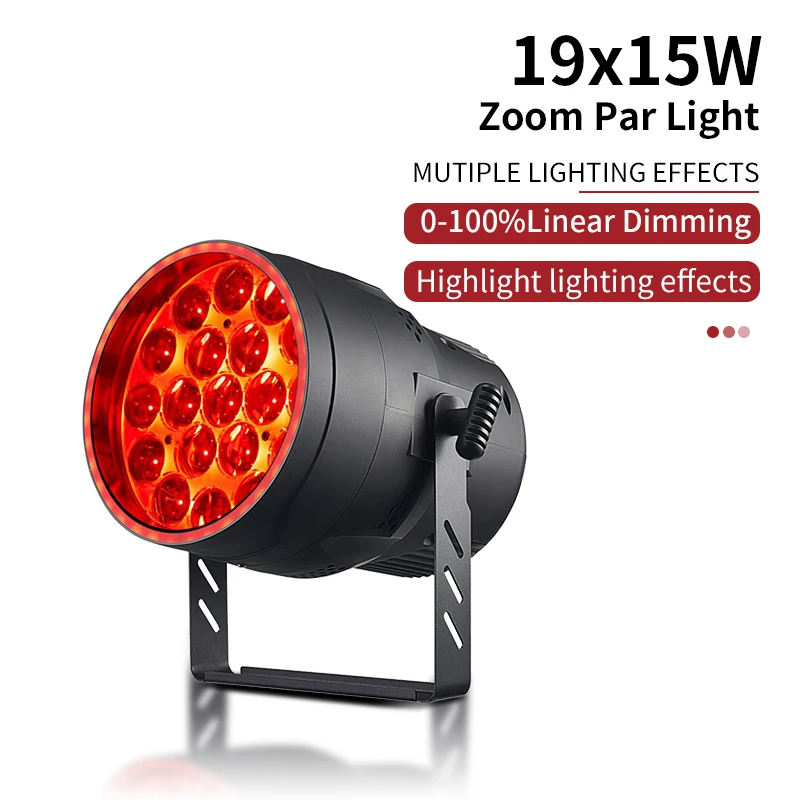 

DMX 19x15W Регулируемый фокус для мытья пар с апертурой RGBW Бар Танцевальный пол DJ Свет Водонепроницаемый сценический свет для аудитории