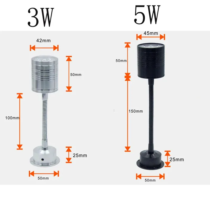 LED table desk lamp EU US Plug with Clip 3W 5W Flexible LED Reading lights Book Lamp 360 degree adjustment AC85-265V