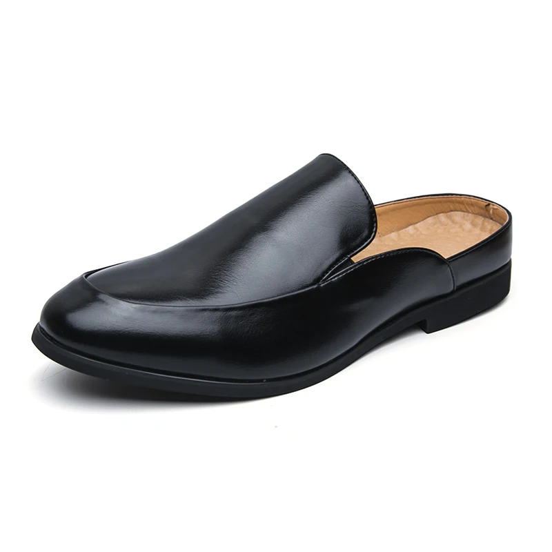 Leather Mules Half Slippers Backless Casual Shoes Open Back Loafers Big Size 45 46 Man Slip On Flat Sneakers Slides Sandals