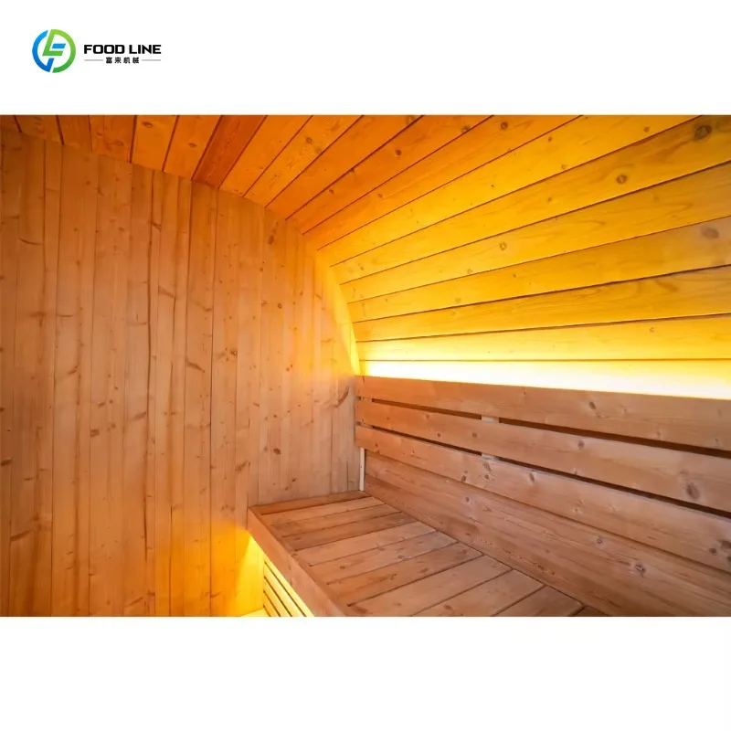 Outdoor Oval Solid Wood Sauna All Weather Insulated Structure 4