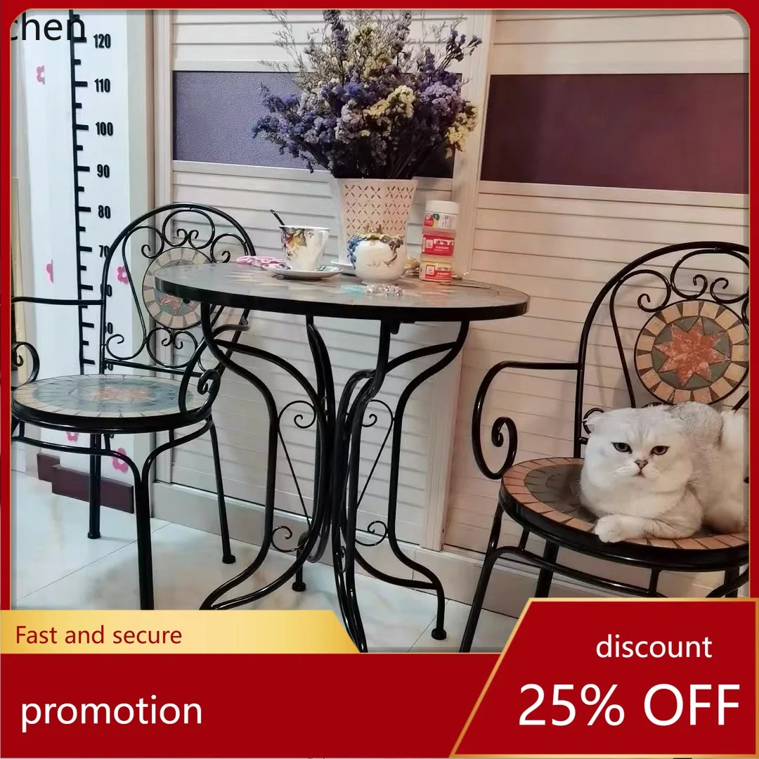

CZ balcony table and chairs for courtyard, outdoor, cafe, garden, European-style leisure outdoor table and chair set