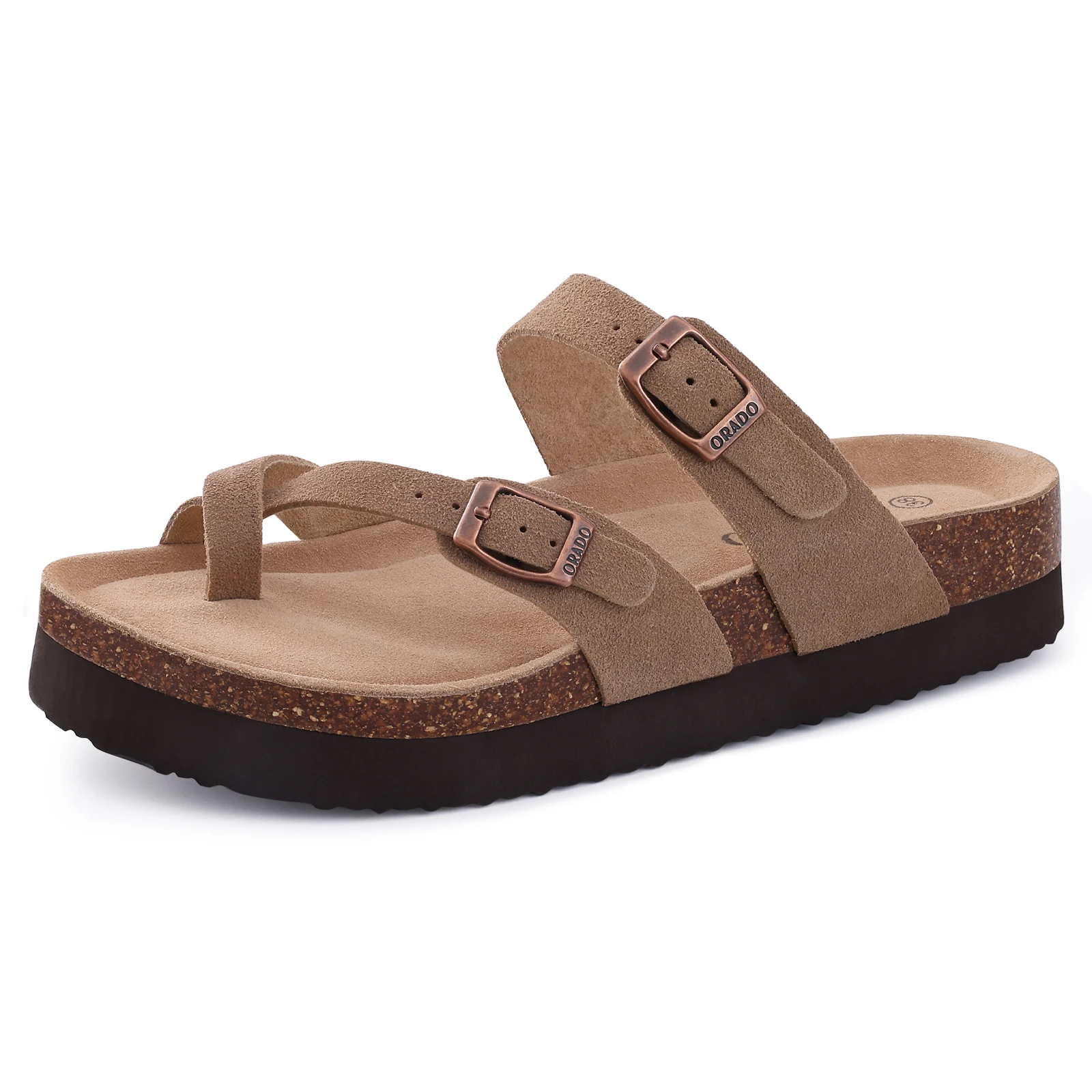 Comwarm sandali classici in sughero per donna moda suole spesse sandali da spiaggia accoglienti pantofole Casual da casa con fibbia regolabile