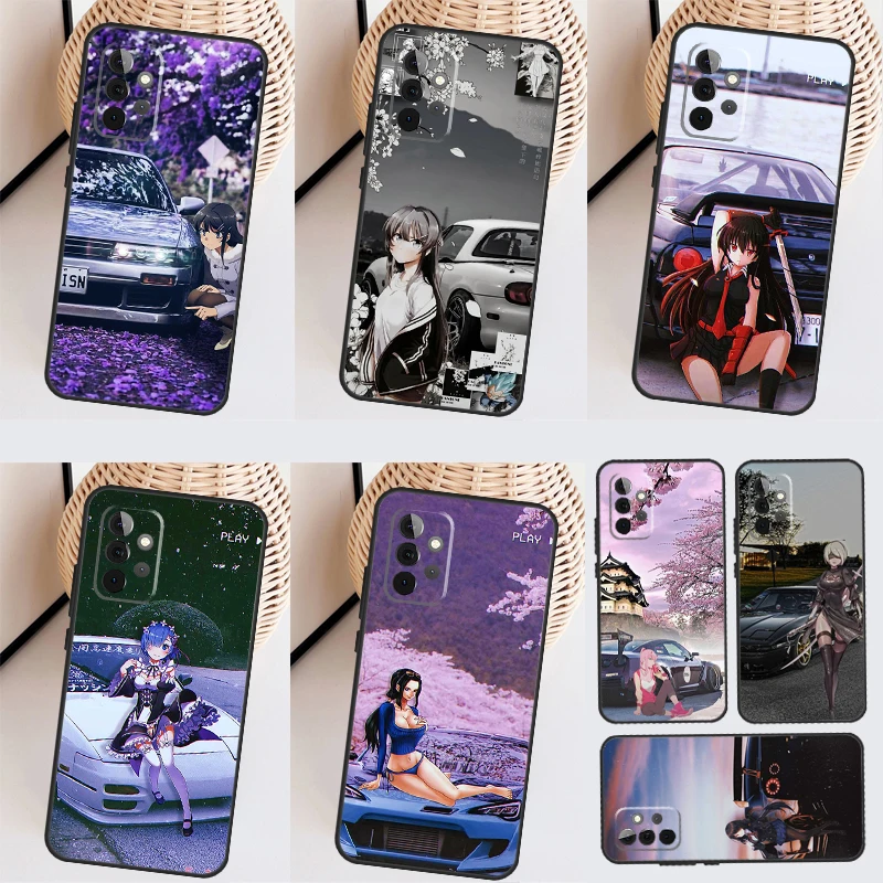 JDM Anime Waifu Car Bunny Girl Cover For Samsung Galaxy A54 A34 A24 A14 A53 A52 A13 A23 A33 A12 A22 A32 A42 A71 A51 Case