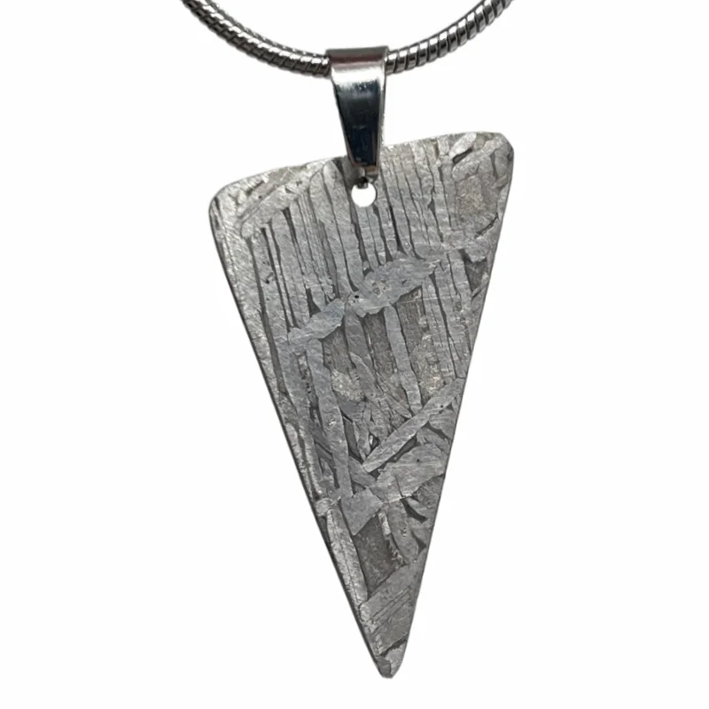 Natural Muonionalusta Iron Meteorite Pendant Precision Cut Triangle Meteorite Necklace Cosmic Stone Collectible Gift LK607