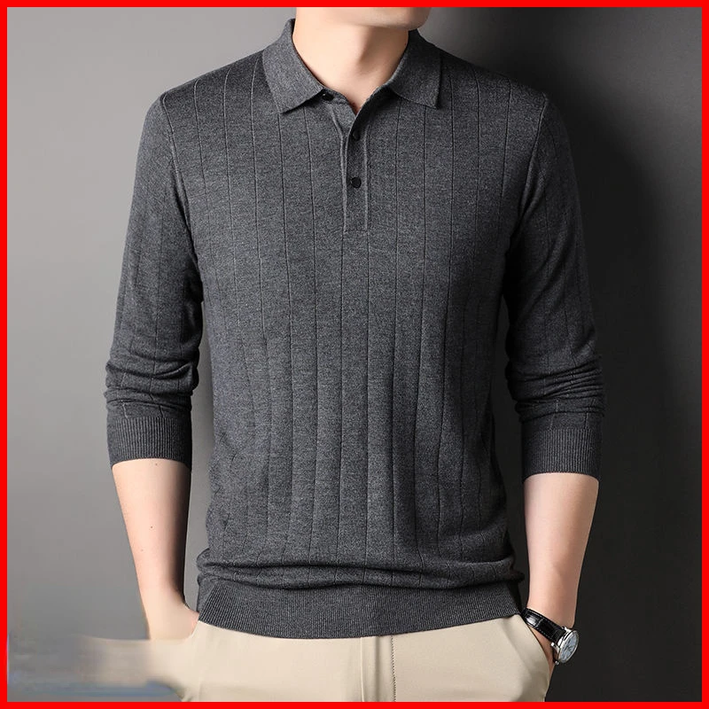 

Luxury Brand Men Knitted Woolen Sweaters Long Sleeves Business Pullover Autumn Winter Coat Polo Neck Sweater Men Clothes New