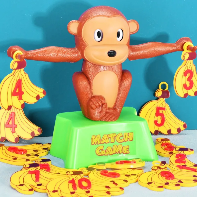 Monkey Balance Scale Math Learning Toy for Kids, Addition Subtraction Game with Banana Weights, Interactive Tabletop Fun Gift