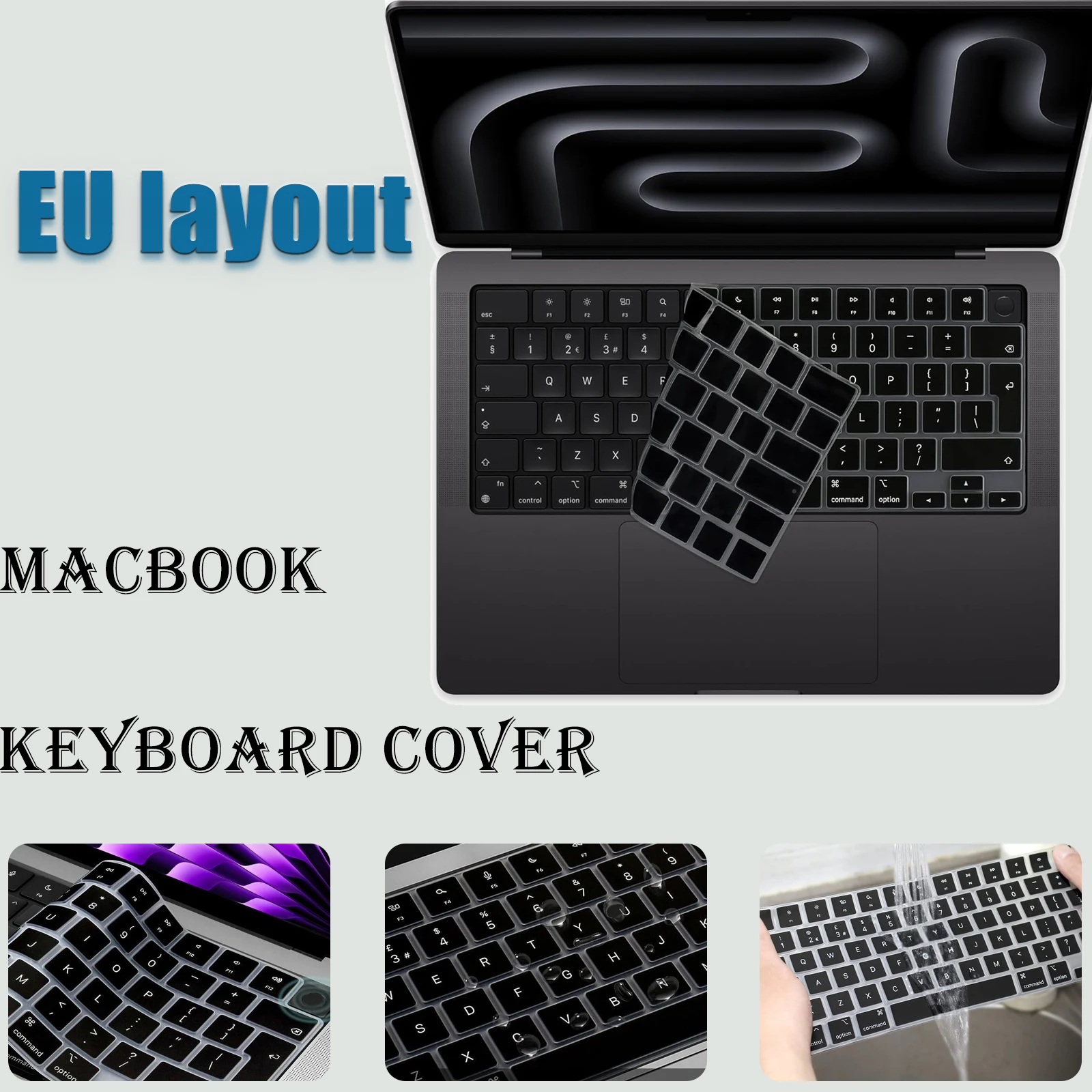 

Защитная пленка для клавиатуры, совместимая с MacBook Air 13,6 дюйма M4 M3 M2 M1, чехол для клавиатуры с раскладкой европейского стандарта для MacBook Pro 14 дюймов