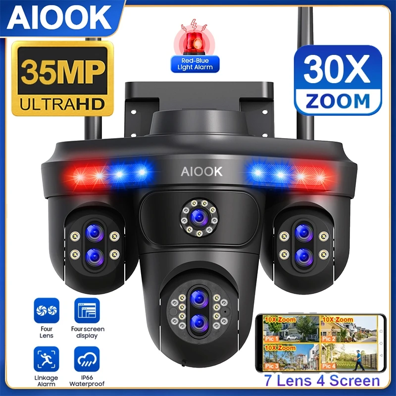 

AIOOK HD 35MP WIFI Camera 30X ZOOM IP CCTV Outdoor Waterproof Camera Multi-Lens Night Vision Two-Way Intercom Motion Tracking