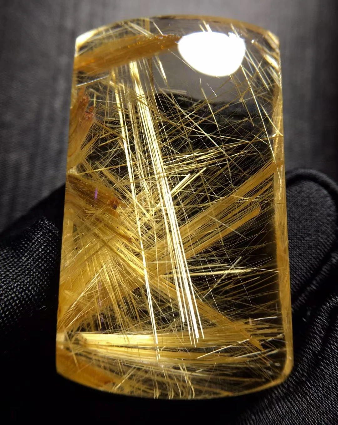 Natural Gold Rutilated Quartz Rectangle Pendant Rutilated Quartz Jewelry 43.2*26.6*13.3mm Men Women Brazil AAAAAAA